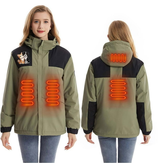 Chaquetas y abrigos de piel sintética con capucha y manga larga, con calefacción inteligente por USB, temperatura constante, resistente al viento, talla grande, para hombre y mujer, invierno, 4 unidad