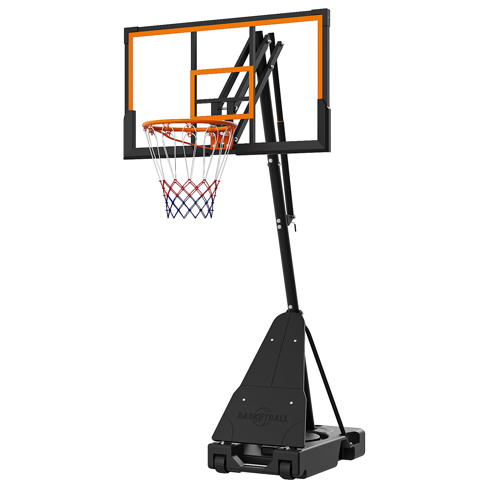 Ktaxon Portable Basketball Hoop Outdoor with Rebound Plate, 5.25-10FT Adjustable Height, 44inch PC Backboard, Orange