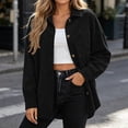 thumbnail image 2 of Nowekniz Women Oversized Corduroy Shacket Jacket, Long Sleeve Button Down V Neck Loose Shirt Blouse with Convenient Pockets, Casual Button Up Daily Outerwear Tops, 2 of 7