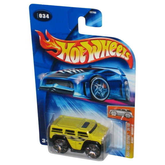Hot Wheels 2004 First Editions Blings Yellow Hummer H2 Toy Car #034/100
