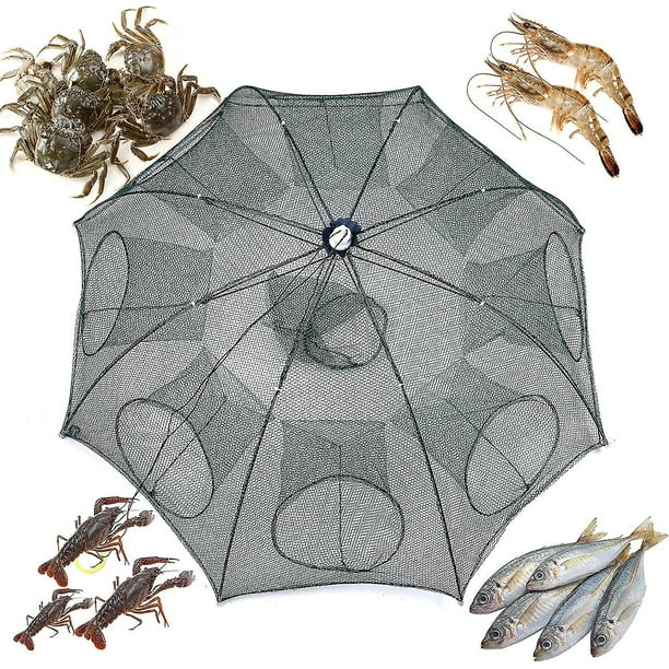 Nswdhy Nuevo Cebo de Pesca Trampa de Red Plegable Jaula de inmersión fundida Cangrejo Pez Minnow Crawdad Camarón