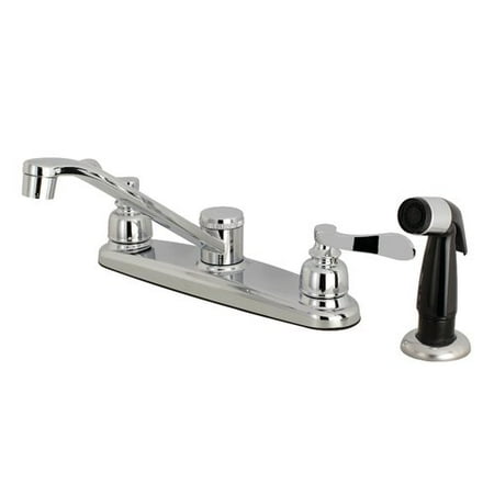 UPC 663370540691 product image for Kingston Brass NuWave French Pull Down Double Handle Kitchen Faucet with Side Sp | upcitemdb.com