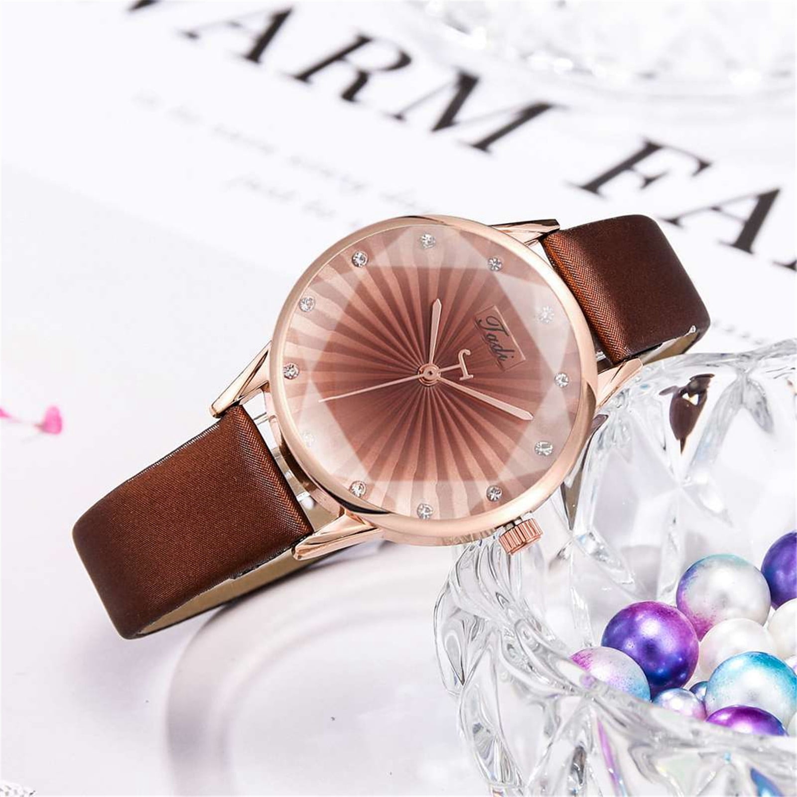 Best Savings Women Watches Jadi Fashion Trendy Watch Diamond Shaped Glass Sunny Ladies Quartz Watch Watches for Ladies Alloy PU Akmoler Walmart