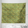 thumbnail image 1 of Acorn Tapestry, Autumn Nature Pattern Thanksgiving Style Fall Flora on Reseda Green Background, Fabric Wall Hanging Decor for Bedroom Living Room Dorm, 5 Sizes, Dark Yellow Brown, by Ambesonne, 1 of 1