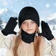thumbnail image 2 of Gubotare Hat Gloves Scarf Set Kids Kids Hat Scarf Gloves Set for Baby Boys 3 Pcs Toddler Girl Beanie Infant Winter Knit Hat Mittens (Black,One Size), 2 of 7