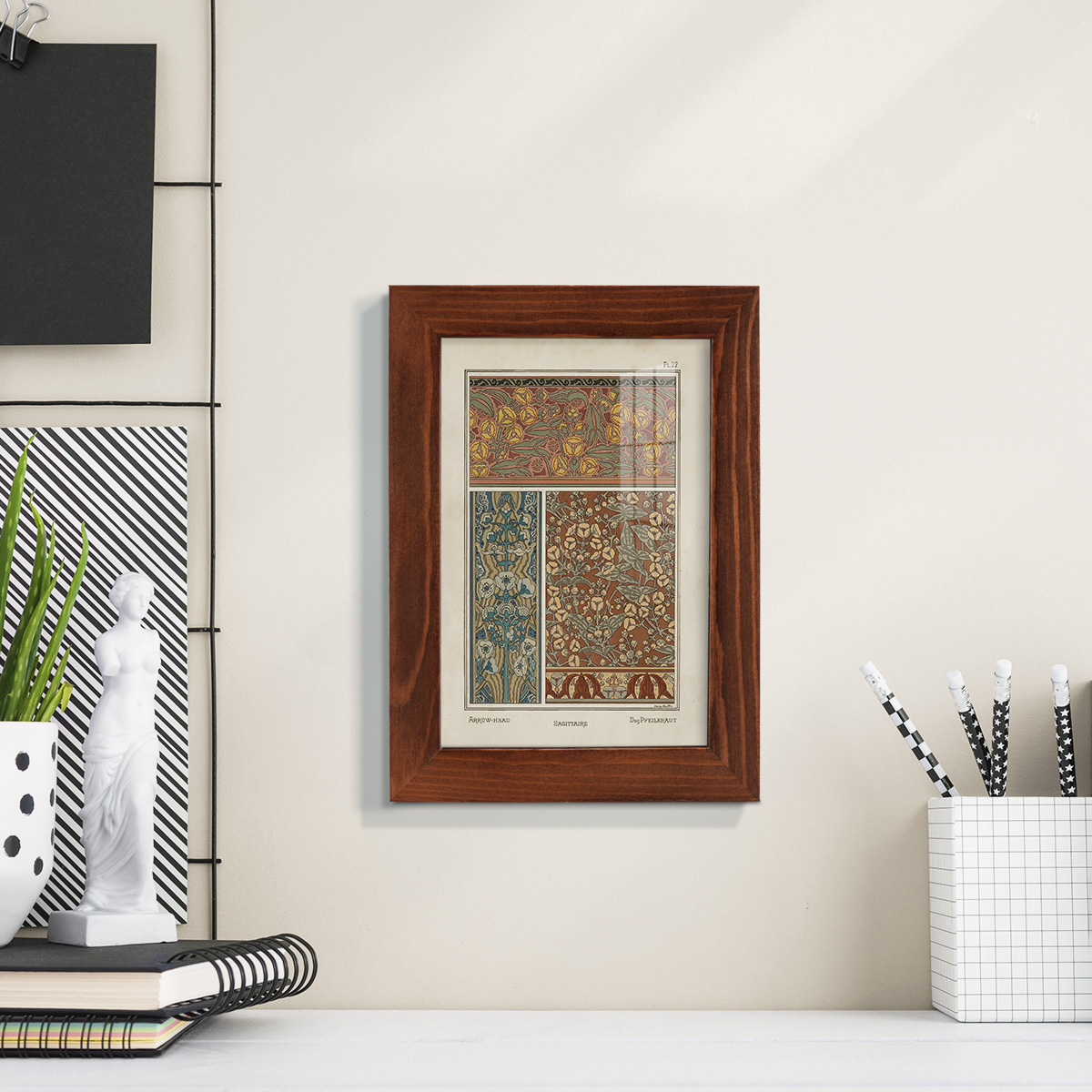 Nouveau Decorative II - Framed Print w/glass - Chestnut