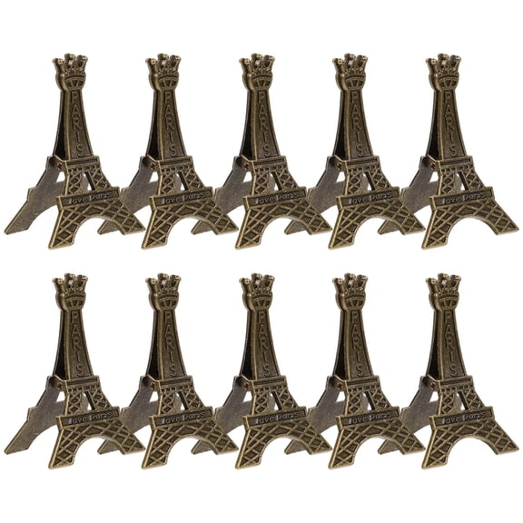 LULULION 10Pcs Dark Brown Metal Eiffel Card Holders for Wedding Decor
