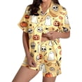 thumbnail image 2 of Women Halloween 2 Piece Pajama Sets, Button Down Short Sleeve Sleepwear, Ghost Pumpkin Print Shirts and Shorts, 2 of 4