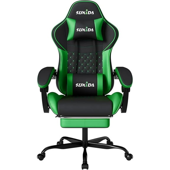 Ergonomic Video Gamer Chairs Gaming Computer Chair Gamer Chairs for Adults Massage Lumbar Support Swivel Height Adjustable Headrest Backrest