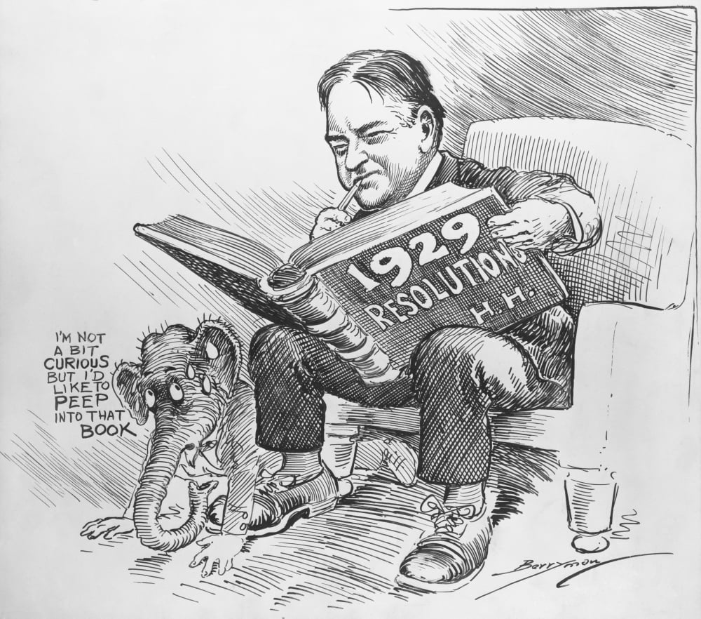 PresidentElect Herbert Hoover Reading A Book Entitled '1929