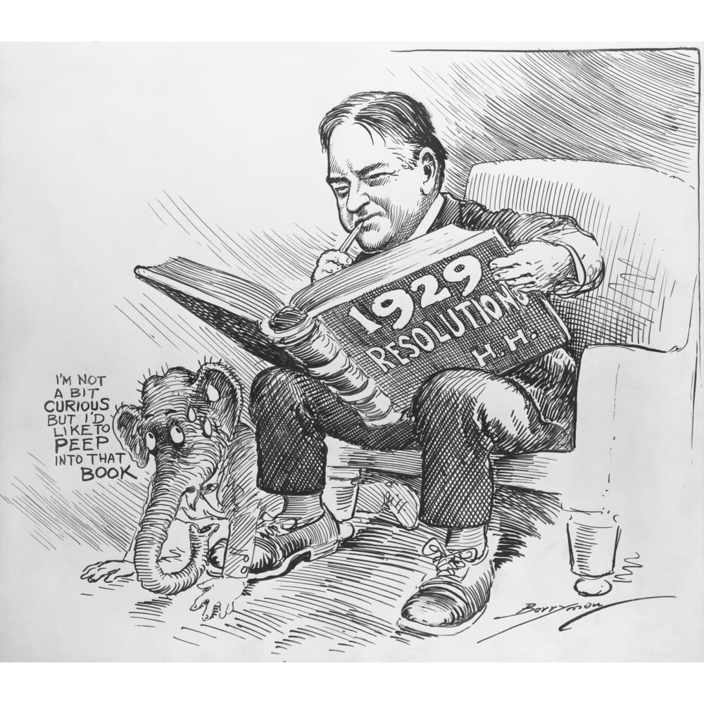 PresidentElect Herbert Hoover Reading A Book Entitled '1929