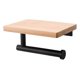 thumbnail image 1 of Portarrollos de papel higiénico con estante de bambú, portarrollos de baño, soporte de pared de acero inoxidable SUS304, negro mate, 1 of 3