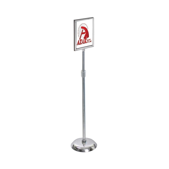 8.5"W x 11"H Two-Sided Slide-In Floor Stand on Chrome Base