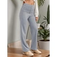 thumbnail image 5 of Weardear Women's Casual Straight Leg Pants High Waisted Button Down Stretchy Business Work Trousers with Multiple Pockets, 5 of 7