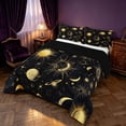 thumbnail image 3 of Homewish Sun Moon Stars Full Size Comforter Sets, Cosmos Celestial Planet Bedding Comforter Set, Black Gold, Black Reversible 3 Piece, 1 Comforter and 2 Pillowcases, 3 of 6