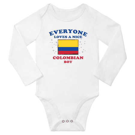 

Everyone Loves a Nice Colombian Boy Baby Long Slevve Rompers (White 18-24 Months)
