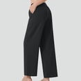 thumbnail image 4 of Axiiglly Wide Leg Pants for Women Drawstring Elastic Waist Flowy Trousers with Pockets Summer Beach Vacation Pants, S-2XL, 4 of 6