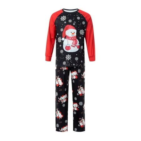 

Christmas Parent-child Outfit Snowman Snowflake Printing Raglan Long Sleeve Round Collar Sleepwear