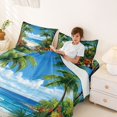 thumbnail image 3 of jejeloiu Vibrant Beach Floral Bed Sheets,Tropical Ocean Print Full Size Sheets For Boys,Blue Multicolor,4-Piece,1 Flat Sheet, 1 Fitted Sheet and 2 Pillowcases, 3 of 6