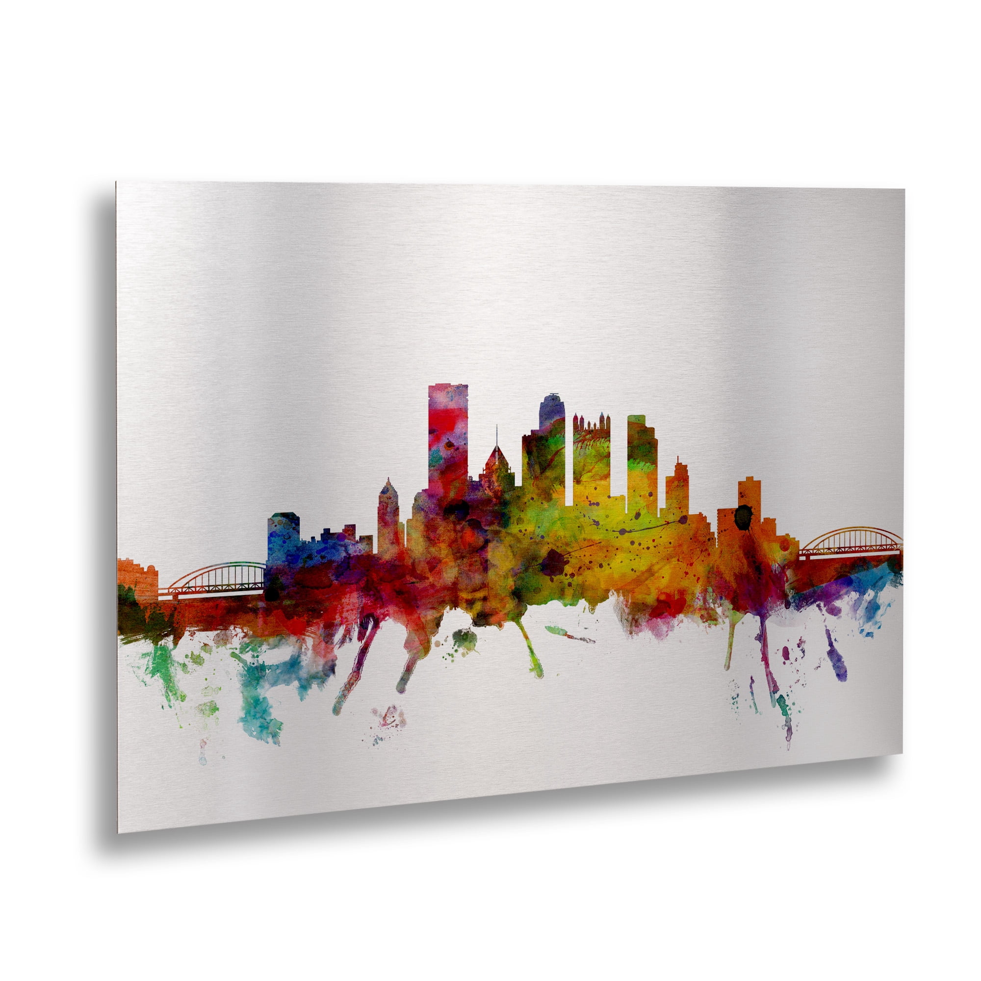 Trademark Fine Art 'Pittsburgh Pennsylvania Skyline' Brushed Aluminum Wall Art Art by Michael Tompsett