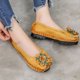 thumbnail image 4 of XIHAHA Retro Folk-zapatos planos de cuero genuino suave personalizados para mujer con flores, zapatos de mujer, mocasines de diseñador, zapatos sin cordones, 4 of 5