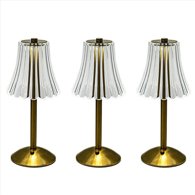 3X Lámpara de Mesa Decorativa de Cristal LED 800MAh Atmósfera Recargable Luz Brillo de 3 Niveles para Restaurante Café
