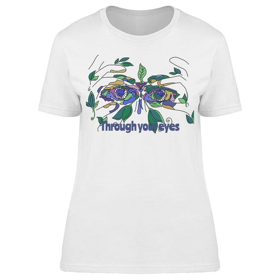Abstract Eyes Leaves T-Shirt Women -Image by Shutterstock, Female Large