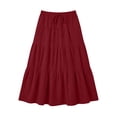 thumbnail image 5 of Bovxnpu Women's Boho Midi Skirt A-Line Flowy Skirts Summer Casual High Waisted Drawstring Ruffle Midi Skirts, 5 of 6