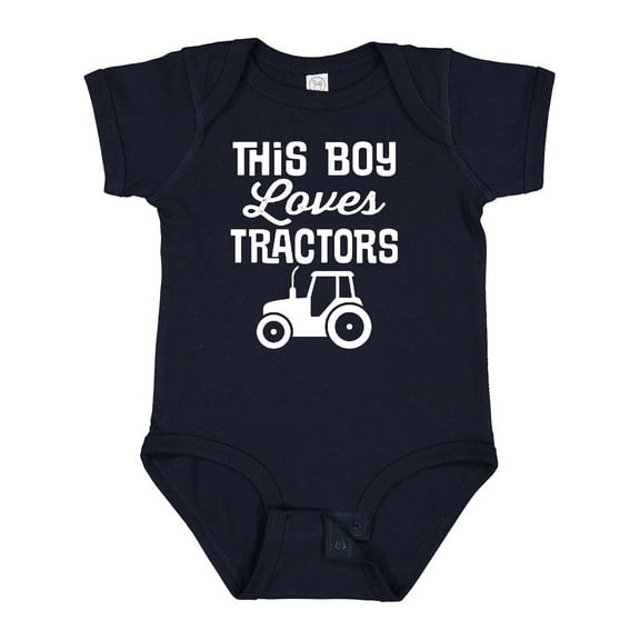 Inktastic Farming This Boy Loves Tractors Boys Baby Bodysuit