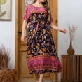thumbnail image 2 of Vestido Corto de Verano de Encaje de Gran Tamaño Hasta Temperame Printi Manga Corta Cuello Redondo, Vestido Casual para las Mujeres, 2 of 6