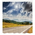 thumbnail image 3 of Ambesonne Landscape Shower Curtain, Road Hot Sunny Road, 69"Wx70"L, Amber Taupe Green, 3 of 5