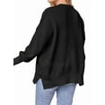 thumbnail image 3 of Women'S Oversized Batwing Sweaters 2025 Fall Outfits Trendy Crewneck Knit Side Slit Fashion Pullover Tops Black S, 3 of 8