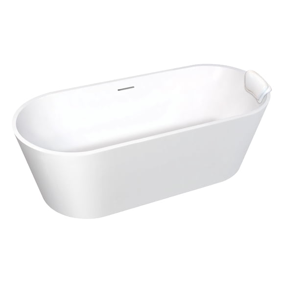 Transolid Maris Grande 67 in. Freestanding Deep Soaking Bathtub | 31 in. Wide Acrylic Flatbottom | Bath Pillow Included | 23 in. Soak Depth, 86.7-Gallon Capacity | Matte White | K-AFTM6731-M31BN