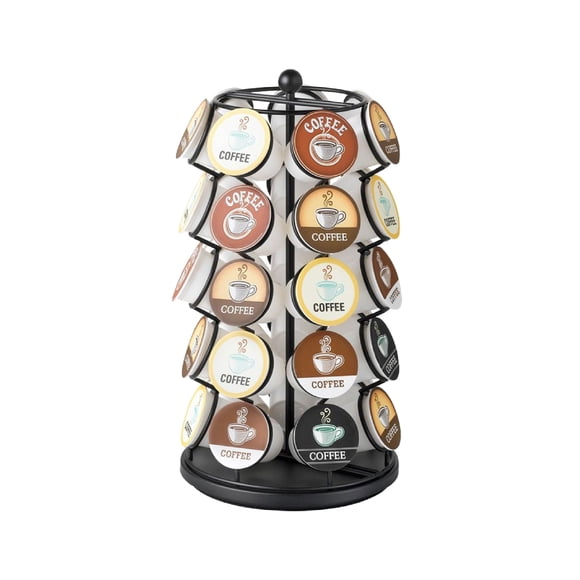Nifty K Cup Holder â?? Compatible with K-Cups, Coffee Pod Carousel | 35 K Cup Holder, Spins 360-Degrees, Lazy Susan Platform, Modern Black Design, H