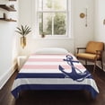 thumbnail image 4 of Anchor Pink Large Tapestry for Bedroom Wall Hanging Tapestry, Modern Navy Blue White Striped Nautical Ceiling Backdrop Tapestries Poster Blanket Wall Decor for Teens Room Living Room Dorm 86" x 104", 4 of 8