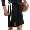 thumbnail image 2 of Muscle Basketball Shorts, Men's Small, White with Navy Stripes, 2 of 2