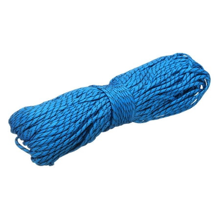 Uxcell 1/8" Paracord Rope, 200ft 7 Strand Heavy Duty Camping Rope Braided Polypropylene Ropes, Lightweight Tie-Downs Utility Cord for Marine, Indoor & Outdoor, Stripe Dark Blue