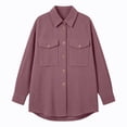 thumbnail image 5 of Mifsaly Womens Waffle Knit Shacket Lapel Collar Button Down Long Sleeve Shirt Jacket Relaxed Fit Work Office Daily Casual Fall Outerwear Pink,S, 5 of 7