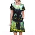 thumbnail image 1 of Disketp Cute Big-Eyed Black Cat para Vestido de Manga Corta para Mujeres, Vestidos de Verano para Mujeres, Casual y Holgado para la Playa, 1 of 6