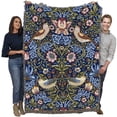 thumbnail image 2 of Pure Country Weavers William Morris Strawberry Thief Indigo Blanket - Arts & Crafts - Tapestry Throw Woven from Cotton - Made in the USA (72x54), 2 of 8