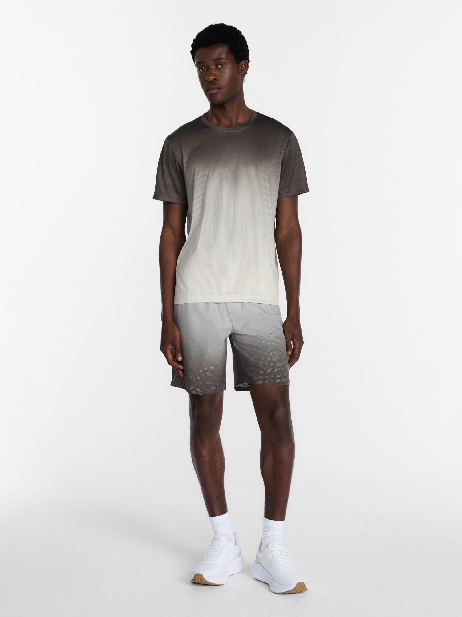 Athletic Works Men's and Big Men's Active Ombre Perforated Mesh Performance Tee Shirt, Sizes XS-5XL
