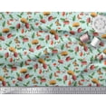 thumbnail image 2 of Soimoi Green Poly Georgette Fabric Leaves,Insect & Floral Artistic Print Fabric by The Yard 42 Inch Wide, 2 of 3