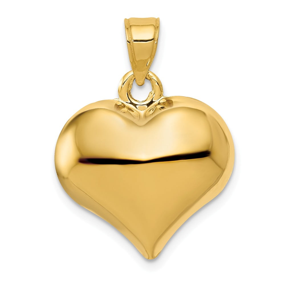Diamond2Deal 14k Yellow Gold Puffed Heart Pendant