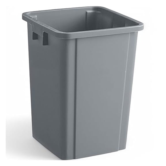 19 Gallon Gray Square Trash Can, Plastic, Use