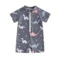 thumbnail image 5 of Cowsor Baby Boys One Piece Swimsuit Cute Print Half Placket Design Quick Dry UV Protection Swimwear for Toddlers Summer Beach Pool Activities, 5 of 6