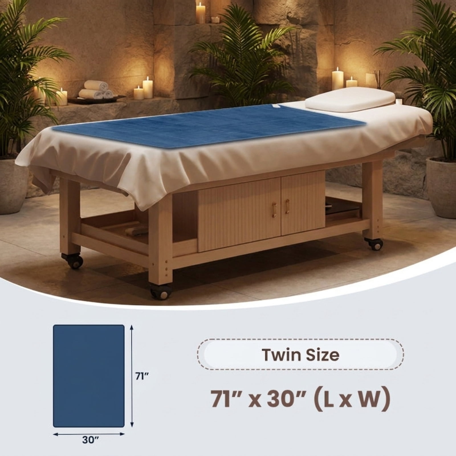 Furnibear Electric Heated Mattress Pad with 5 Heating Levels and Overheat Protection for Bedroom Twin Full Queen Bed Heated Mattress Topper, Blue