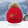 thumbnail image 4 of Penkiiy Toddler Beanie Woolen Hat Pure Color Winter Twist Pom Pom Boys Girls Cap for 1-11 Years Old Red, 4 of 7