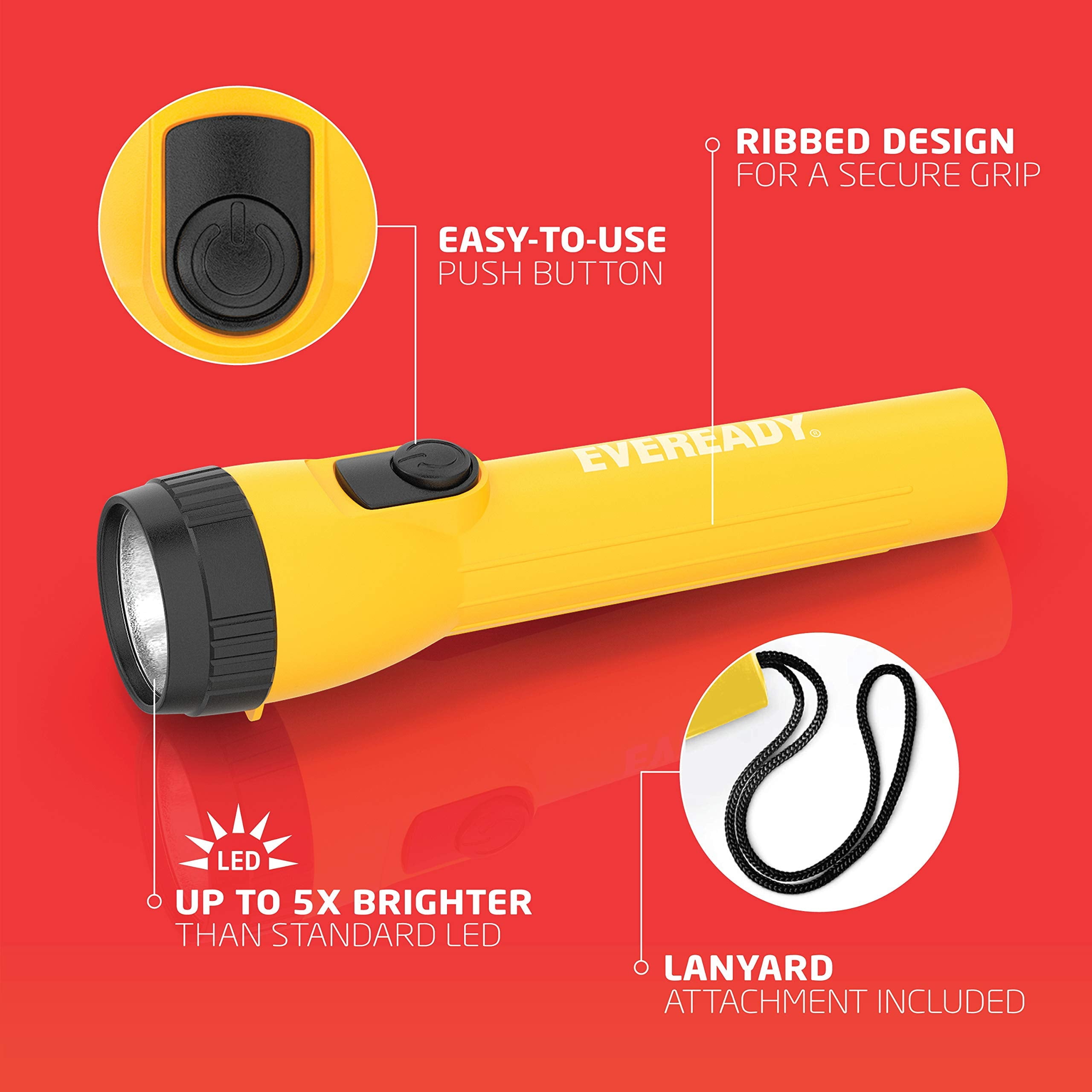EVEREADY LED Flashlights (4-Pack), Bright Flashlights for Emergencies and Camping Gear, Flash Light with AA Batteries Included, Blue/Yellow (4-Pack) 4-pack Yellow/Blue (4-Pack)