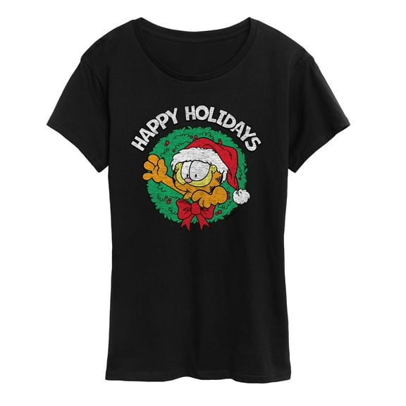 Garfield - Happy Holidays Wreath - Women's Short Sleeve Graphic T-Shirt