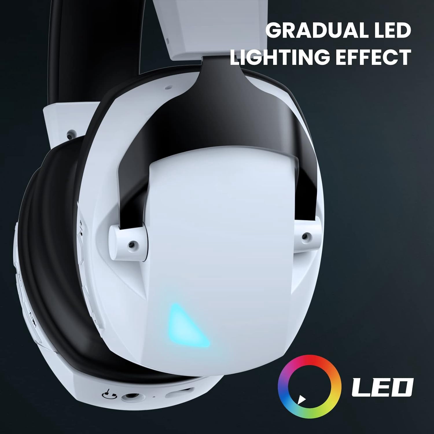Andoe Wireless Gaming Headset for PS5/PS4/PC/Nintendo Switch/PC, Bluetooth 5.3 Gaming Headphones with Noise-Cancelling Microphone, 3.5mm Wired Jack for Xbox Series (White)